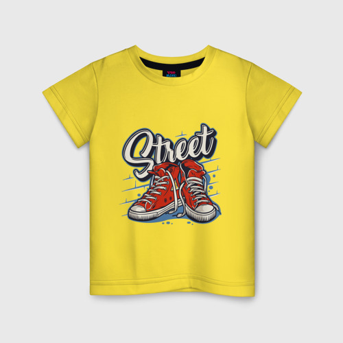 Детская футболка хлопок Street sneakers, цвет желтый