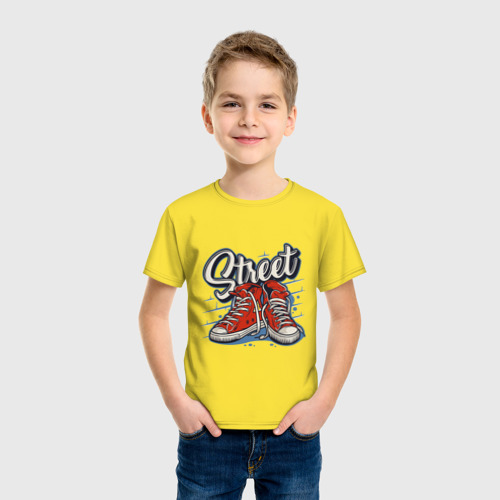 Детская футболка хлопок Street sneakers, цвет желтый - фото 3