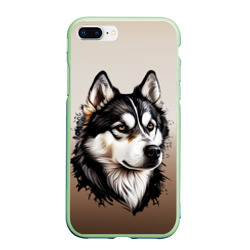 Чехол для iPhone 7Plus/8 Plus матовый Черно-белая собака Хаски - градиент