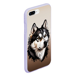 Чехол для iPhone 7Plus/8 Plus матовый Черно-белая собака Хаски - градиент - фото 2