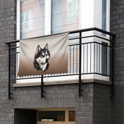 Флаг-баннер Черно-белая собака Хаски - градиент - фото 2