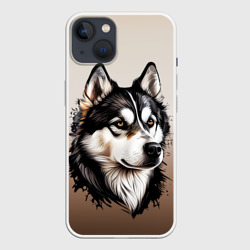 Черно-белая собака хаски - градиент – Чехол для iPhone 13 с принтом купить