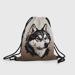 Рюкзак-мешок 3D Черно-белая собака Хаски - градиент