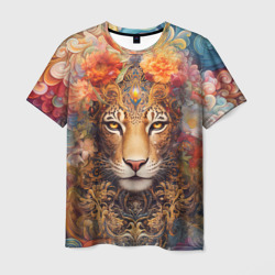 Мужская футболка 3D Леопард в тропиках