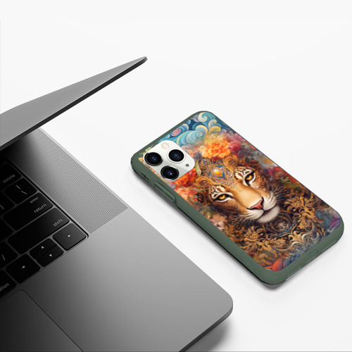 Чехол для iPhone 11 Pro матовый с принтом Леопард  в тропиках, фото #5
