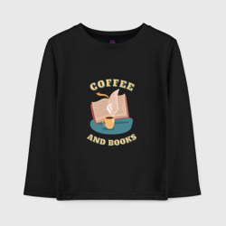 Детский лонгслив хлопок Coffee and books, уютный принт