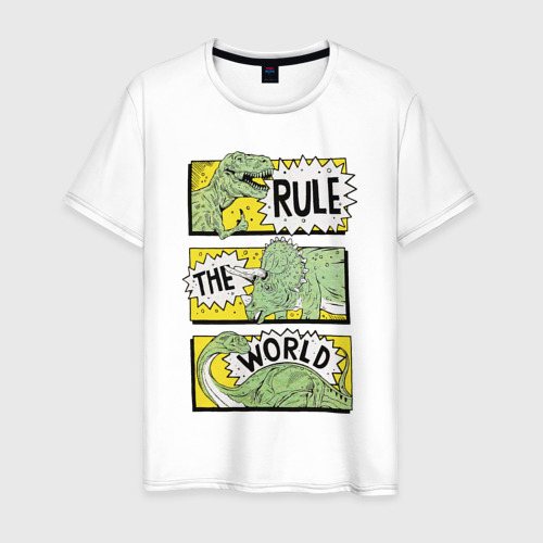 Мужская футболка из хлопка с принтом Правь миром, вид спереди №1