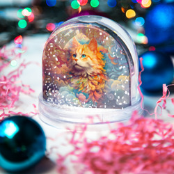 Игрушка Снежный шар Рыжий кот в цветных облаках - фото 2