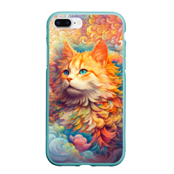 Чехол для iPhone 7Plus/8 Plus матовый Рыжий кот в цветных облаках