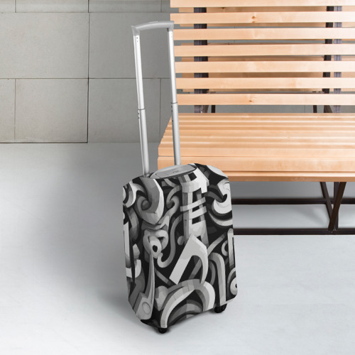 Чехол для чемодана 3D Монохромный паттерн, цвет 3D печать - фото 3