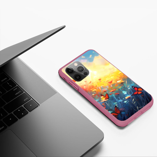 Чехол для iPhone 12 Pro Max с принтом Бабочки  на лугу, фото #5