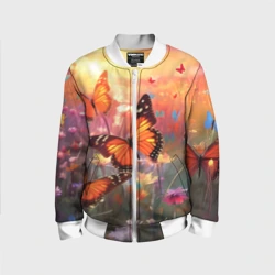 Детский бомбер 3D Летний фон бабочки