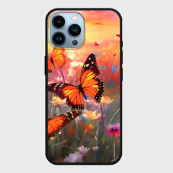 Чехол для iPhone 14 Pro Max Летний фон бабочки