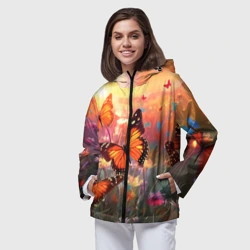 Женская ветровка 3D Летний фон бабочки - фото 2