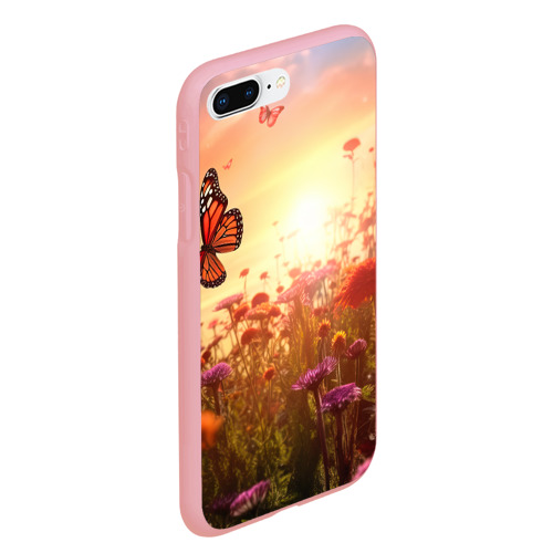 Чехол для iPhone 7Plus/8 Plus матовый Летний фон с бабочками, цвет баблгам - фото 3
