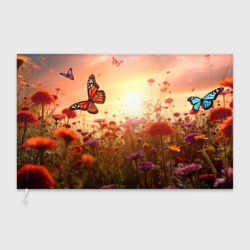 Флаг 3D Летний фон с бабочками
