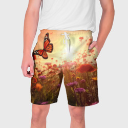 Мужские шорты 3D Летний фон с бабочками