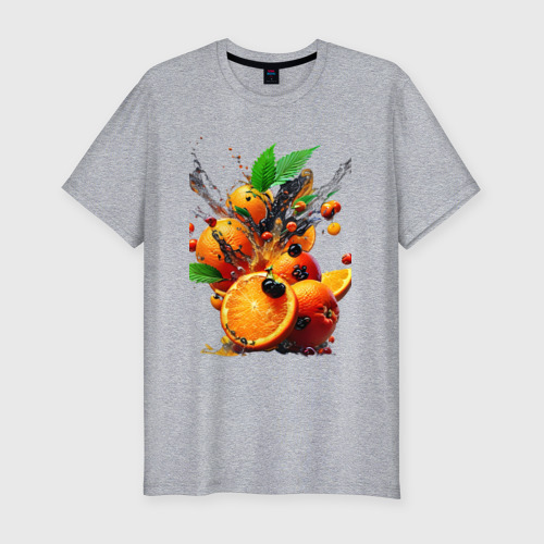 Мужская футболка хлопок Slim с принтом Тропическое наслаждение, вид спереди #2