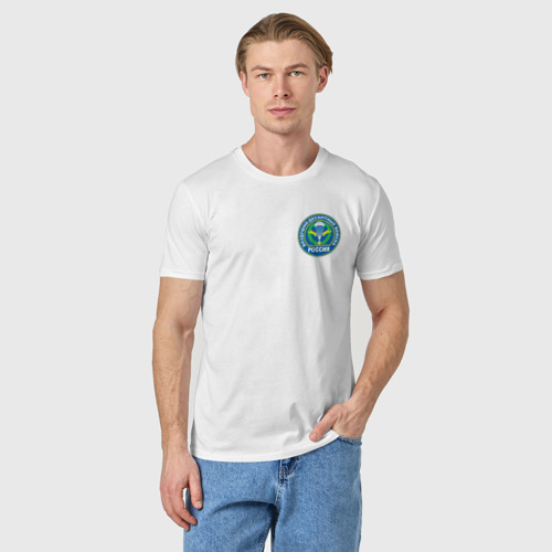 Мужская футболка хлопок ВДВ логотип на кармане, цвет белый - фото 3