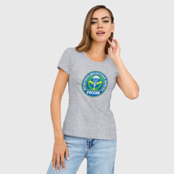 Женская футболка хлопок Slim ВДВ логотип в центре - фото 2