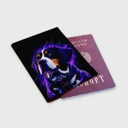 Обложка для паспорта матовая кожа Бигль - фиолетовый неон - фото 2