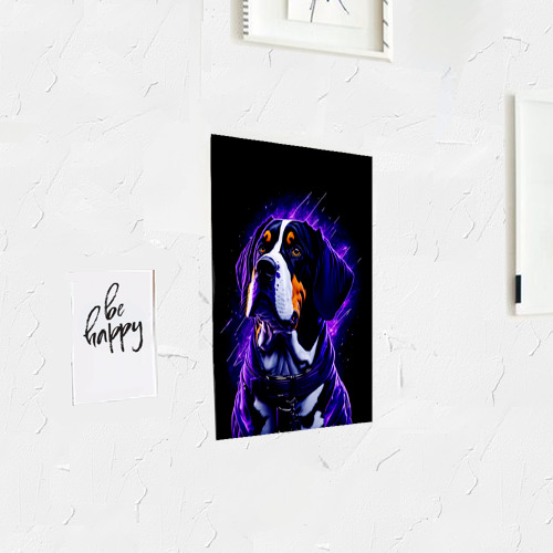 Постер Бигль - фиолетовый неон - фото 3
