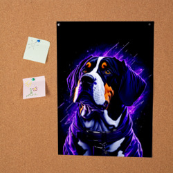 Постер Бигль - фиолетовый неон - фото 2