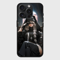 Чехол силиконовый для Apple iPhone 15 Pro матовый Монашка 2b от нейросети