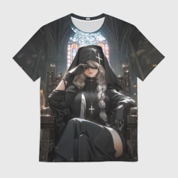 Мужская футболка 3D Монашка 2b от нейросети
