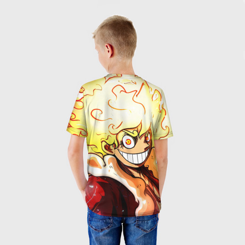 Детская футболка 3D с принтом Луффи 5 гир бог Ника - One Piece, вид сзади #2