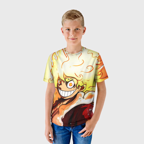 Детская футболка 3D с принтом Луффи 5 гир бог Ника - One Piece, фото на моделе #1