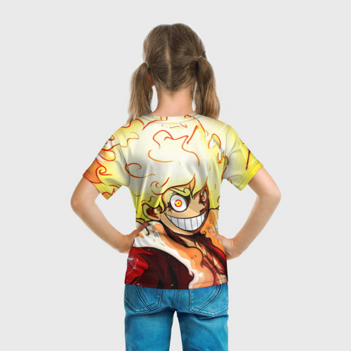 Детская футболка 3D с принтом Луффи 5 гир бог Ника - One Piece, вид сзади #2