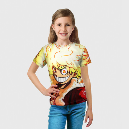 Детская футболка 3D с принтом Луффи 5 гир бог Ника - One Piece, вид сбоку #3