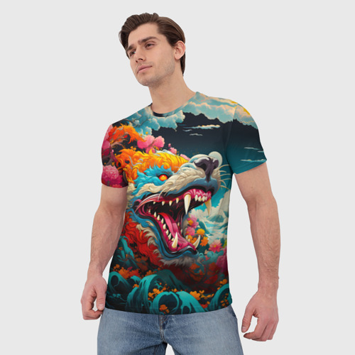 Мужская футболка 3D Художественный дракон от нейросети, цвет 3D печать - фото 3