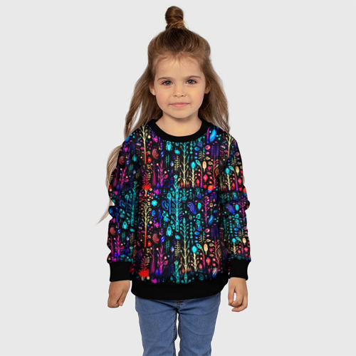 Детский свитшот 3D с принтом Флуоресцентные Цветы, фото #4