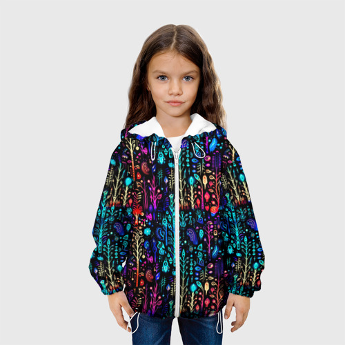 Детская куртка 3D Флуоресцентные Цветы, цвет белый - фото 4