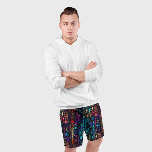 Мужские шорты спортивные Флуоресцентные Цветы, цвет 3D печать - фото 5