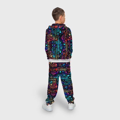 Детский 3D костюм с принтом Флуоресцентные Цветы, вид сзади #2