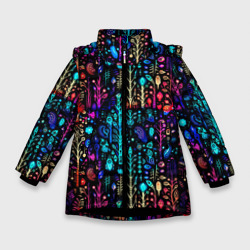 Зимняя куртка для девочек 3D Флуоресцентные Цветы