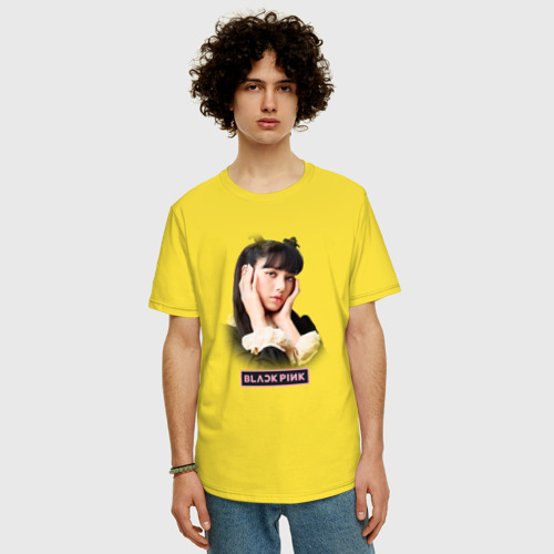 Мужская футболка хлопок Oversize Lisa Blackpink music, цвет желтый - фото 3