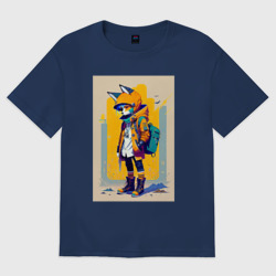 Женская футболка хлопок Oversize Fox cub urban style - neural network