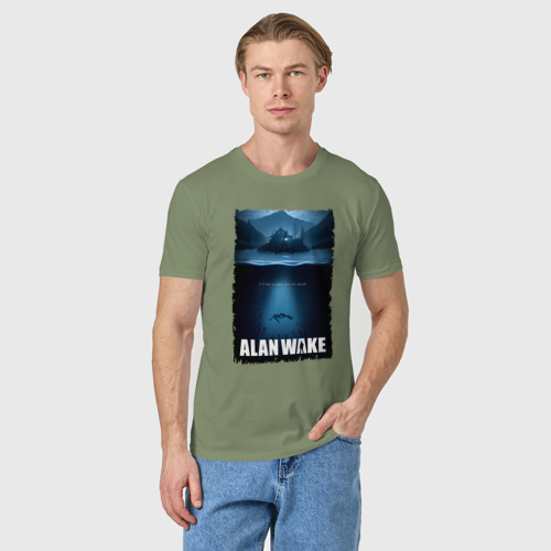 Мужская футболка хлопок История Алана Вейка, цвет авокадо - фото 3