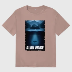 Женская футболка хлопок Oversize История Алана Вейка