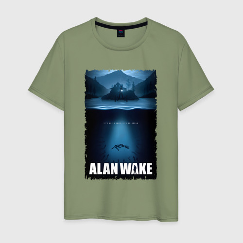 Мужская футболка хлопок История Алана Вейка, цвет авокадо