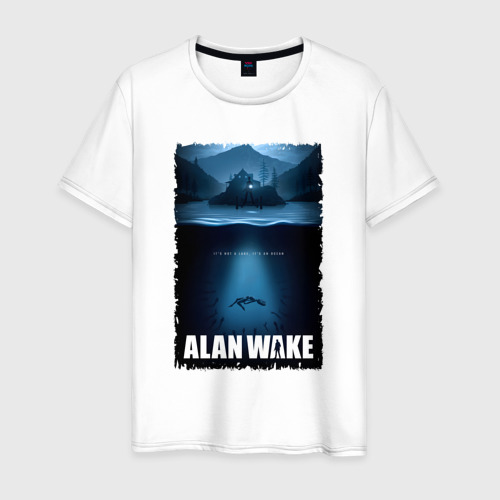 Мужская футболка из хлопка с принтом История Алана Вейка, вид спереди №1