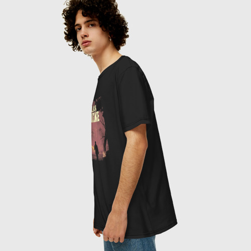 Мужская футболка хлопок Oversize с принтом Alan Wake art, вид сбоку #3