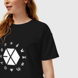 Женская футболка хлопок Oversize Logo Exo - фото 2