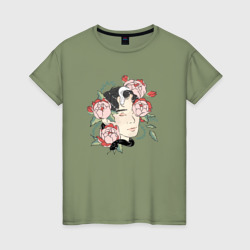 Женская футболка хлопок Сехун и змея