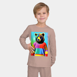 Детская пижама с лонгсливом хлопок Мишутка в пэчворк свитере - поп-арт ai - фото 2