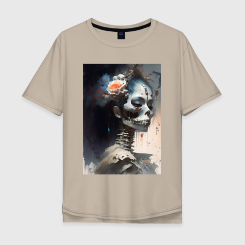 Мужская футболка хлопок Oversize с принтом Мистическая красавица - нейросеть, вид спереди #2